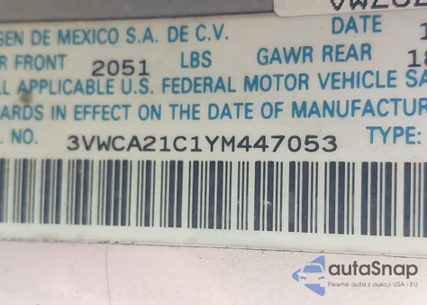2000 Volkswagen New Beetle Gls from USA, damaged, VIN 3VWCA21C1YM447053
